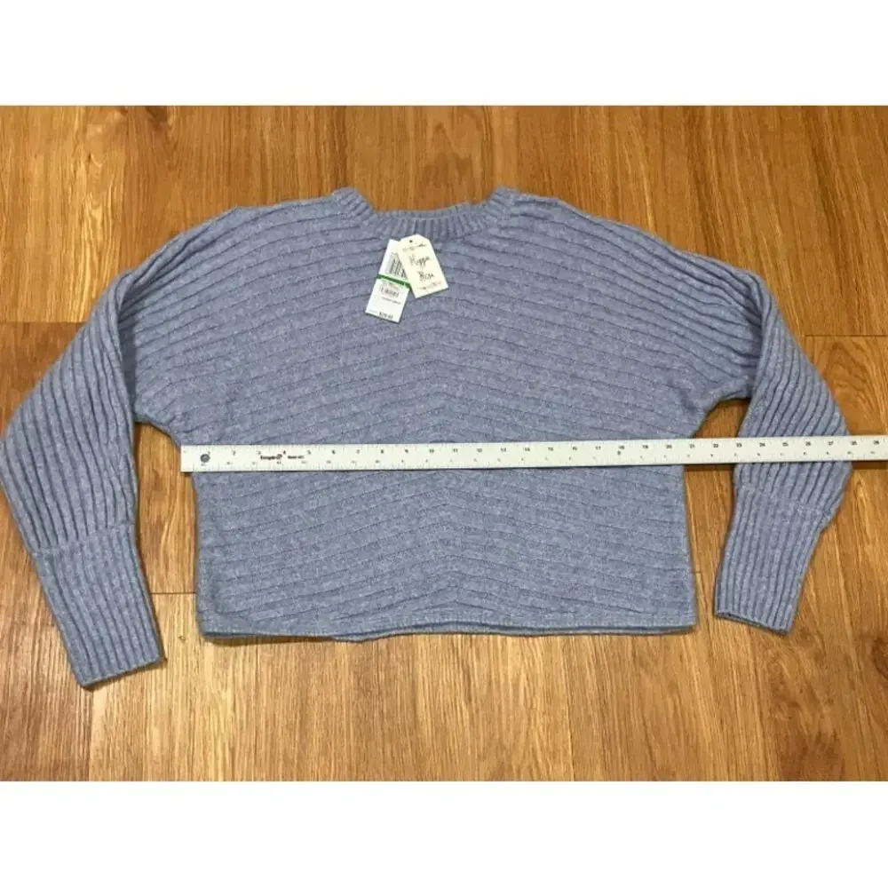 Hippie Rose Juniors Rustic Blue Ribbed Crewneck Sweater L - Picture 4 of 5